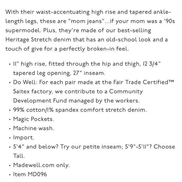 Madewell Classic Straight Leg Denim Jeans (Vintage Perfect Crop Fit) - Picture 6 of 6